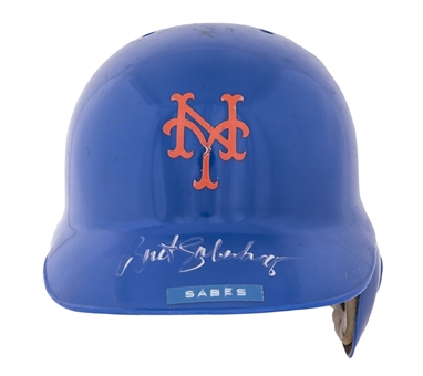 1990s Brett Saberhagen Game Used & Signed New York Mets Batting Helmet (JT Sports & Beckett)
